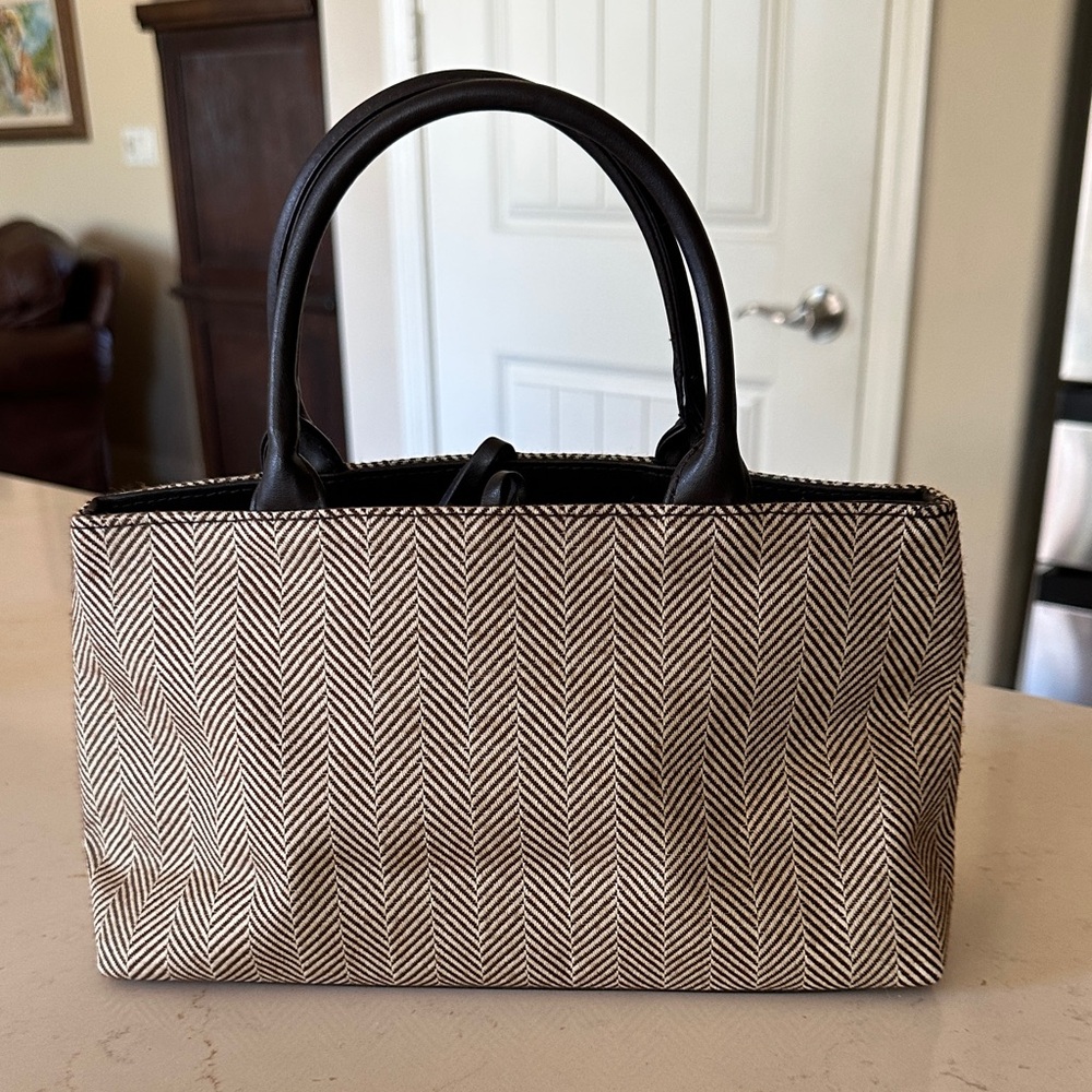 Estee Lauder Brown and cream Herringbone Tote
